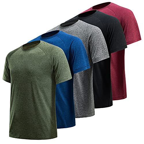 TVKSOM Workout Shirts for Men Quick Dry Moisture Wicking Athletic Active Gym Performance Short Sleeve Tee Tops