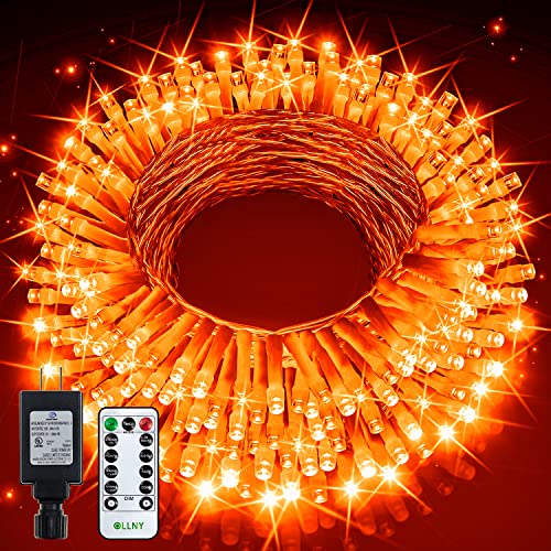 Ollny Halloween Lights Outdoor Indoor, 60 FT 180 LED Halloween Decorations Lights Orange, Waterproof String Fairy Lights Plug in, 8 Modes and Timer Light for Party, Yard, Door, Christmas, Home Decor