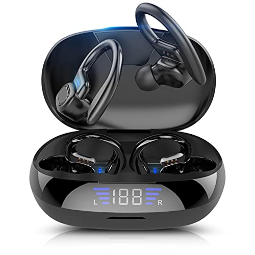 True Wireless Earbuds Bluetooth 5.1 Headphones in Ear TWS Stereo Earhooks Headset with LED Display Charging Case Deep Bass Noise Cancelling Earphones Waterproof Built-in Mic for Sports Workout