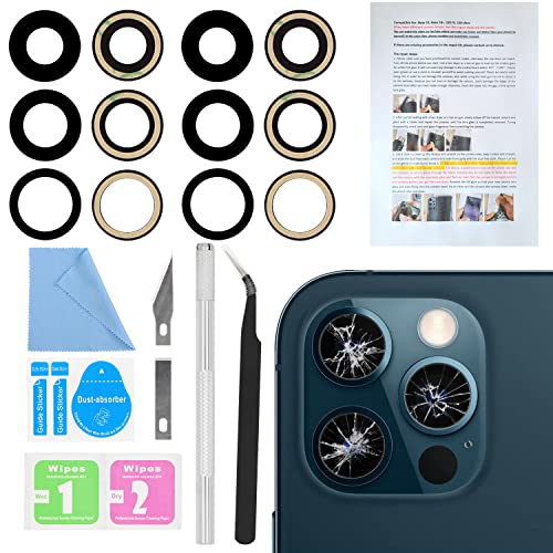 2PCS ASDAWN Back Rear Camera Lens Glass Replacement for iPhone 12 Pro Max 6.7 Inches with Pre-Installed Adhesive, Back Glass Camera Lens with Installation Manual + Repair Tool Set
