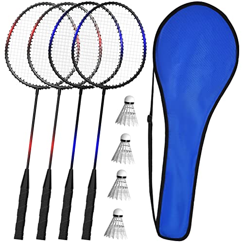 KH 2-4 Player Badminton Rackets Set for Adults Kids,Lightweight & Sturdy,Indoor Outdoor Sports Beach Backyard Game,Racquets,Shuttlecocks & Carry Bag Included