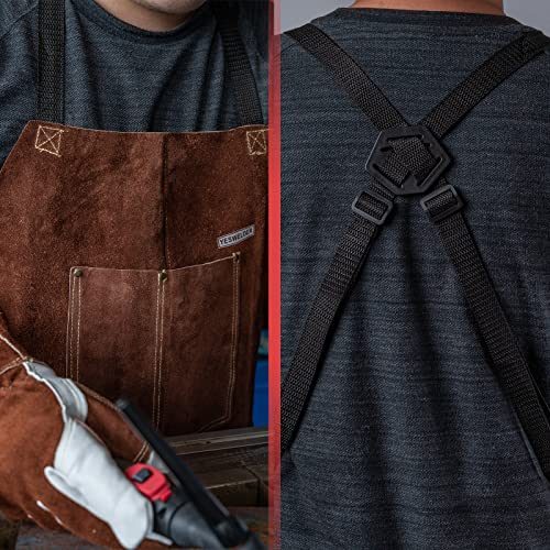 YESWELDER Leather Welding Work Shop Apron with Tool Pockets Heat Flame Resistant Cowhide Welder Apron Heavy Duty Blacksmith Aprons Adjustable for Welders Men Women Length 41″ | The Storepaperoomates Retail Market - Fast Affordable Shopping