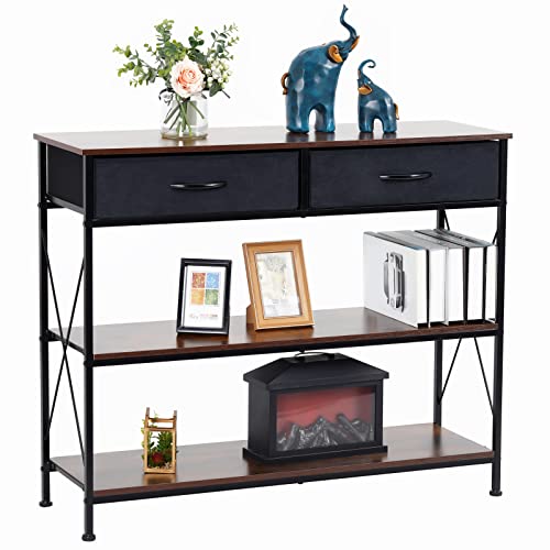 LYNCOHOME Console Table with 2 Drawers -TV Stand, Entryway Table with Storage Shelves,Sofa Table for Entryway for Living Room,Couch, Hallway, Coffee Bar, Kitchen, Rustic Brown