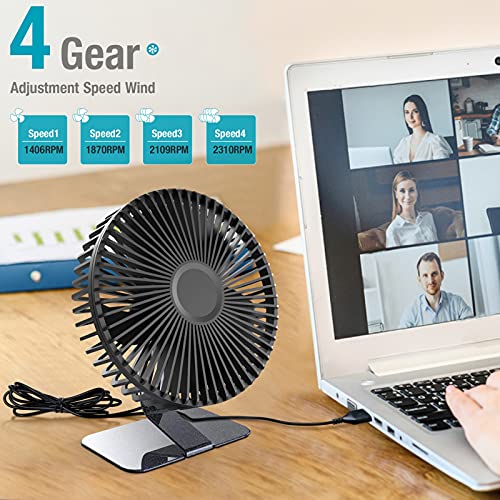 xasla 6” USB Desk Fan, 4 Speeds Small Desk Fan, Ultra Quiet Electric Plug In, 90° Adjustment, Strong Wind, USB Powered, Portable Desktop Table Fan for Home Office | The Storepaperoomates Retail Market - Fast Affordable Shopping