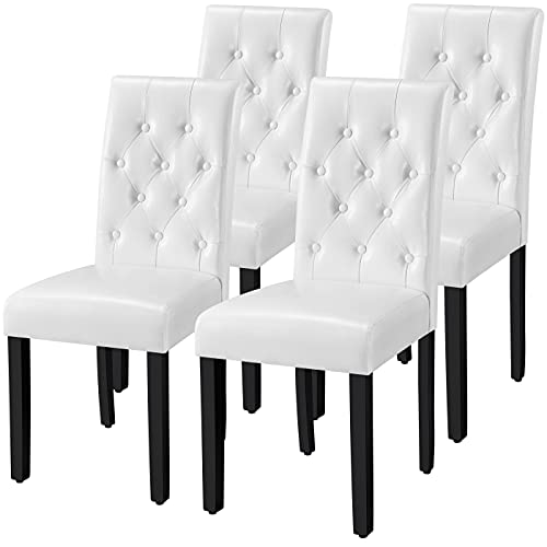 Yaheetech 4pcs Dining Chair Button Tufted Chair with Soft Padded and Wood Legs for Home Kitchen and Restaurant
