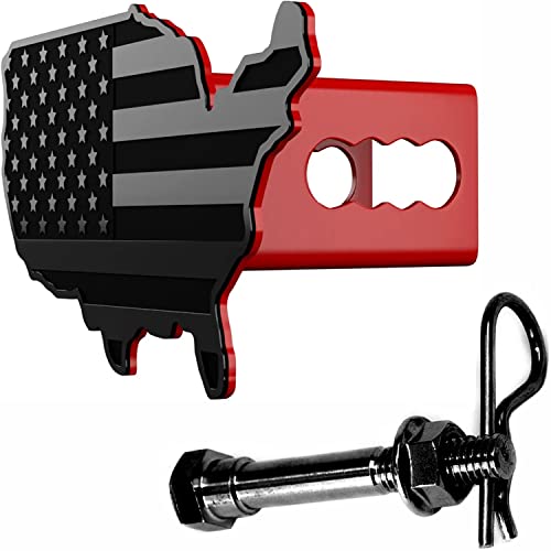 eVerHITCH USA Map Flag Metal Trailer Hitch Cover Heavy Duty for Trucks Cars SUV (Fits 2″ Receiver, Black Map)