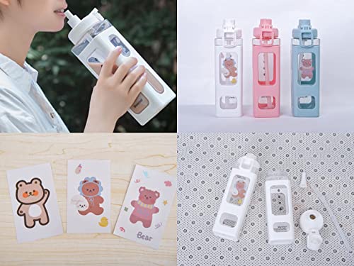 Large Kawaii Water Bottle with Straw and Sticker Kawaii Large Water Bottle for Women (White, 700ml/23.6oz) | The Storepaperoomates Retail Market - Fast Affordable Shopping