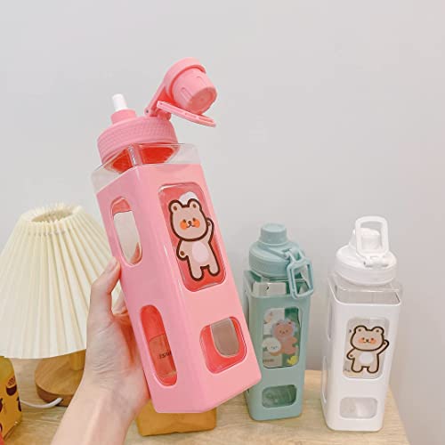 Large Kawaii Water Bottle with Straw and Sticker Kawaii Large Water Bottle for Women (White, 700ml/23.6oz) | The Storepaperoomates Retail Market - Fast Affordable Shopping