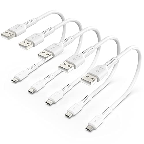 Short Micro USB Cable 1ft, 5 Pack Android Micro USB Cable Standard 2.0 USB A to Micro USB Charger Cord Micro B Android Charging Cable for Samsung Galaxy S7 J7 HTC LG Kindle and Charging Station