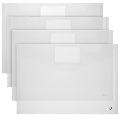 Mr. Pen- Clear Plastic Envelopes, 4 Pack, A4, Letter Size, Plastic Envelopes with Snap Closure, Poly Envelopes, Clear Plastic Folders, Plastic Document Holder, Plastic Envelopes, Clear Envelopes.