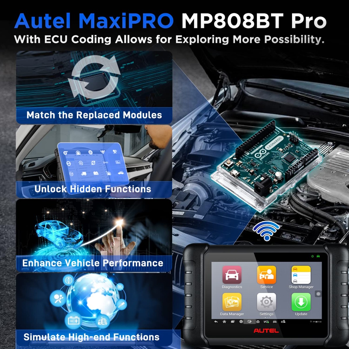 Autel MaxiPRO MP808BT KIT with 2 Years Update [$700 Worth], 2023 Bidirectional Car Diagnostic Tool, ECU Coding, 30+ Services, Upgraded Ver. of MS906 MP808 DS808, All Sys, 200 Adaptors, FCA AutoAuth | The Storepaperoomates Retail Market - Fast Affordable Shopping