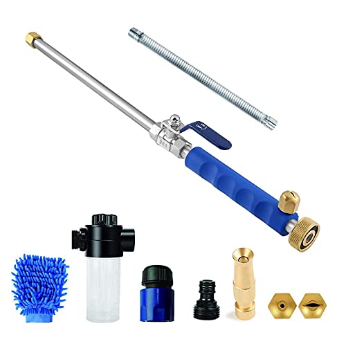 CEDITA High Pressure Hydro Jet Power Washer Wand, Extendable Power Washer Wand Water Hose with Nozzles, Flexible Garden Hose Sprayer for Car Home Garden Washing, Blue