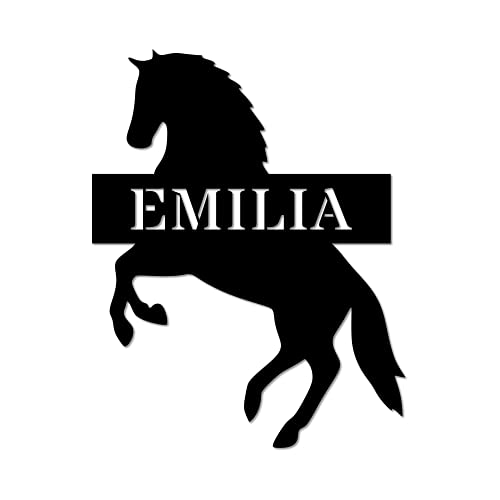 Personalized Horse Metal Wall Sign | Custom Metal Last Name Sign | Personalized Barn Sign | Horse Barn Gift | Horse Stall Signs | Equestrian Wall Art | Outdoor Metal Sign | Gifts Made in the USA