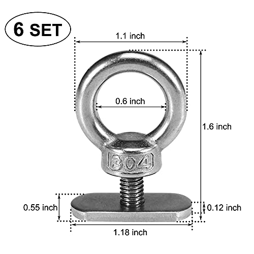 AONTOKY 6 Packs Stainless Steel Kayak Track Mount Tie Down Eyelet Rail for Kayak Canoe Boat Bungee Cord or Ropes | The Storepaperoomates Retail Market - Fast Affordable Shopping