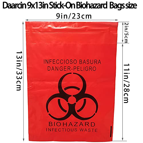 Seadasyoon 100pcs 9x13in/23x33cm Stick-On Biohazard Infectious Red Waste Bags | The Storepaperoomates Retail Market - Fast Affordable Shopping