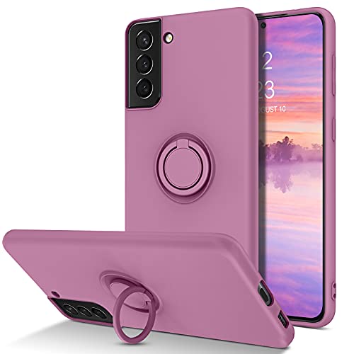 BENTOBEN Compatible with Samsung Galaxy S21 Plus Case, Slim Silicone Soft Rubber with 360° Ring Holder Kickstand Car Mount Supported Protective Case for Samsung Galaxy S21+ Plus 5G 6.7″ (2021), Purple