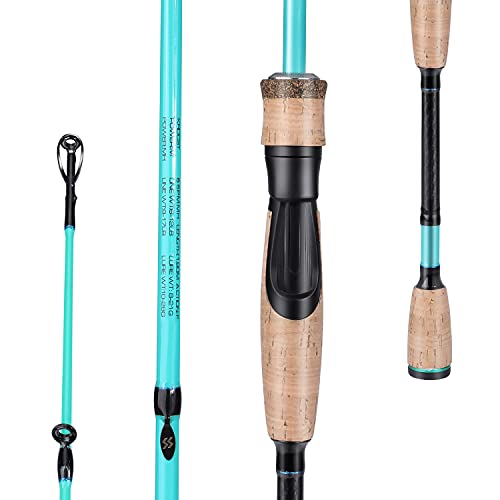 Sougayilang Fishing Pole, 30 Ton Carbon Fiber Sensitive 2Pc Baitcasting Rod & Spinning Rod for Freshwater or Saltwater, Tournament Quality Fishing Rod with 2 Tips for Bass-Blue-6.9FT-Spinning