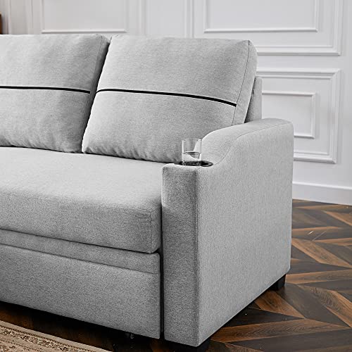 DEINPPA Convertible Sectional Sofa Couch with Pull Out Bed, L-Shape Seat Couch w/Reversible Storage Lounge, Linen Fabric Upholstered Seat Furniture for Living Room | The Storepaperoomates Retail Market - Fast Affordable Shopping