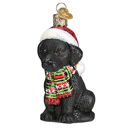 Old World Christmas Holiday Black Labrador Puppy Glass Blown Christmas Tree Ornament