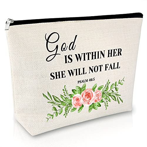 Sfodiary Motivational Gift for Women Makeup Bag Religious Gift for Sister Bible Verse Gift Cosmetic Bag Birthday Gifts for Girls Friend Encouragement Graduation Christmas Gift Travel Cosmetic Pouch