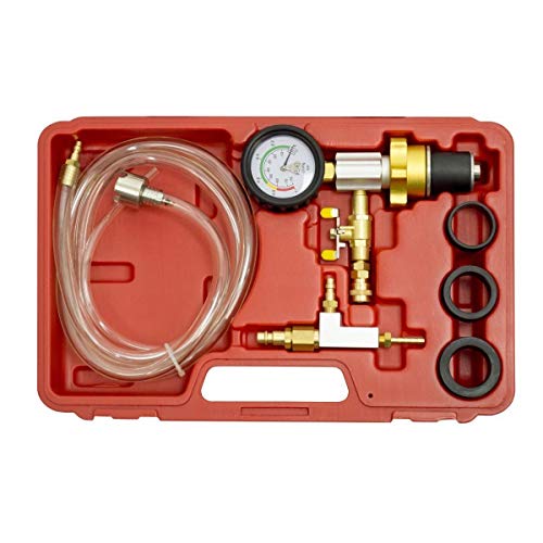 Cooling System Vacuum Purge Radiator Coolant Refill Tool Kit, Automotive Water Tank Pneumatic Vacuum Antifreeze Change Filler Set, with 4 Sizes Adapter Case Hose for Car Van SUV Truck
