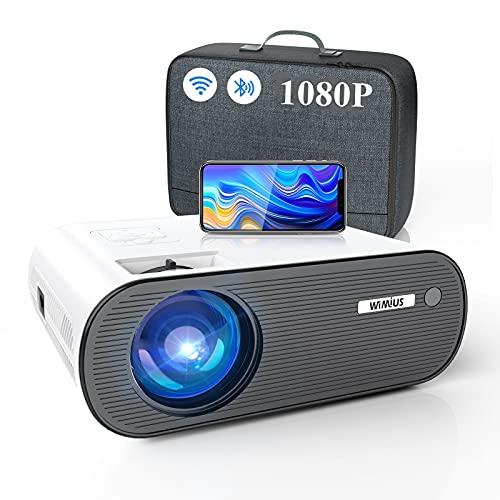 WiFi Bluetooth Projector, WiMiUS 2022 Top 1 Mini Projector with Carry Bag, Full HD 1080P & 300″, Portable Projector for HDMI,VGA,USB,AV,Laptop,Smartphone