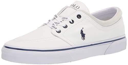 POLO RALPH LAUREN Men’s Faxon X Sneaker, White/Newport Navy PP, 11