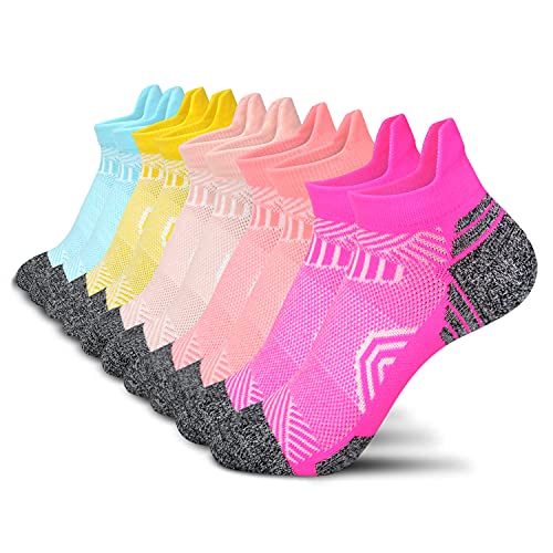 Aimerday Athletic Ankle Womens Socks Running Compression Socks for Women Cozy 5 Pack Low Cut Performance Soft Tab Socks
