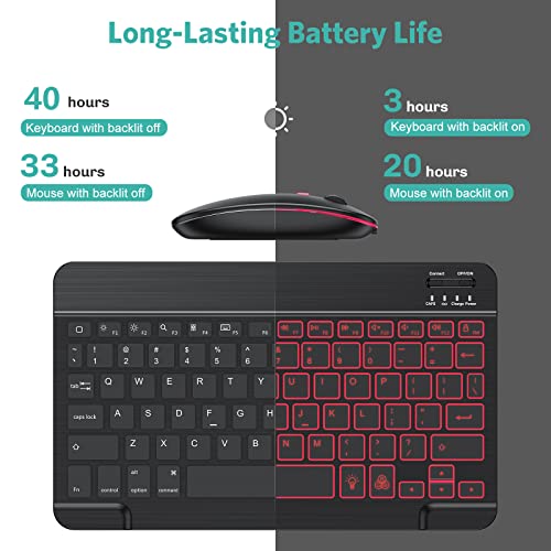 TECURS Bluetooth Keyboard and Mouse Combo for iPad – Rechargeable Wireless Keyboard & Mouse with 7-Color Backlit Compatible with iPad 9th/8th Gen, iPad Pro/Air/Mini, iPhone14/13/12 Pro, Black | The Storepaperoomates Retail Market - Fast Affordable Shopping
