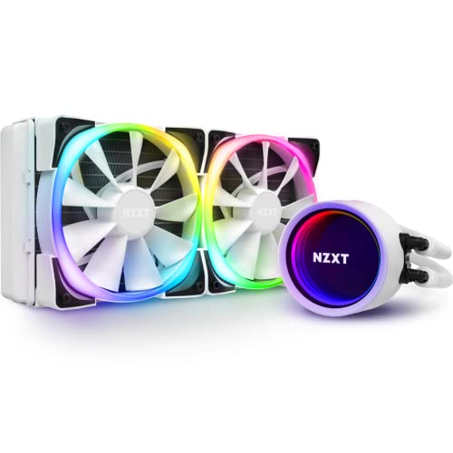 NZXT Kraken X53 RGB 240mm – RL-KRX53-RW – AIO RGB CPU Liquid Cooler – Rotating Infinity Mirror Design – Powered by CAM V4 – RGB Connector – AER RGB V2 120mm Radiator Fans (2 Included) – White