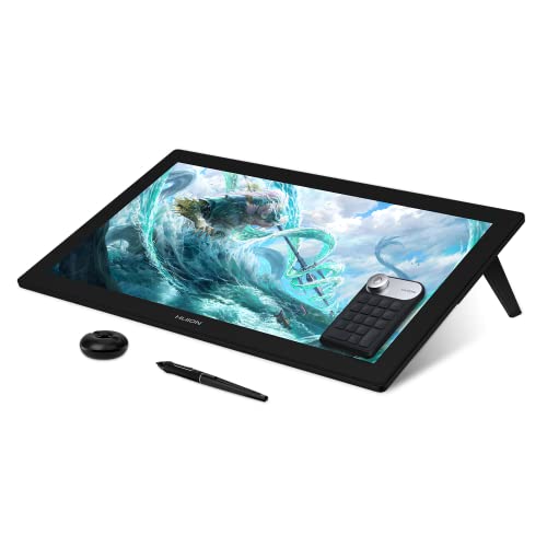 HUION Kamvas Pro 24 4K UHD Graphics Drawing Tablet with Full-Laminated Screen Anti-Glare Glass 140% sRGB – Battery-Free Stylus 8192 Pen Pressure and KD100 Wireless Express Key, 23.8 Inch Black