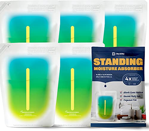 Dry & Dry 5 Packs Standing Moisture Absorbers to Control Excess Moisture for Basements, Closets, Bathrooms, Laundry Rooms – Moisture Absorbers Moisture Absorbers