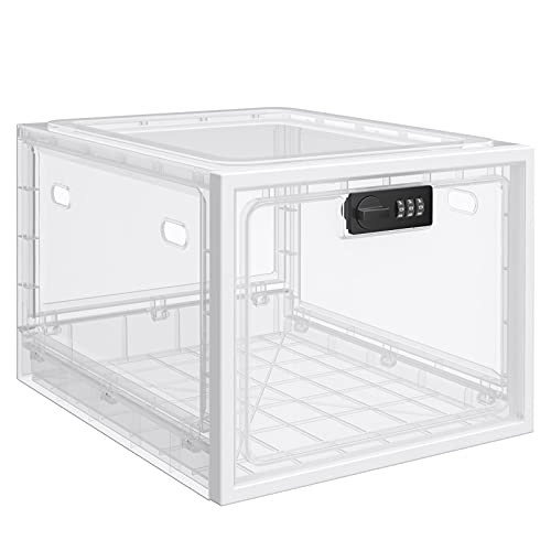 Lockable Box, Medicine Lock box for Safe Medication, Compact and Clear Childproof Lockable Storage Box for Medicine, Food and Home Safety, Lockable Storage Bin, Refrigerator Storage Bins – Clear