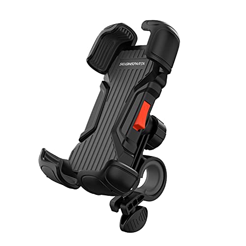 Seven Sparta Bike Phone Mount Holder Motorcycle Phone Mount for Handlebar Accessories Compatible with iPhone 13 13 Pro Max 11, Galaxy and Other 4.7-6.8 Inches Cellphones (Black)