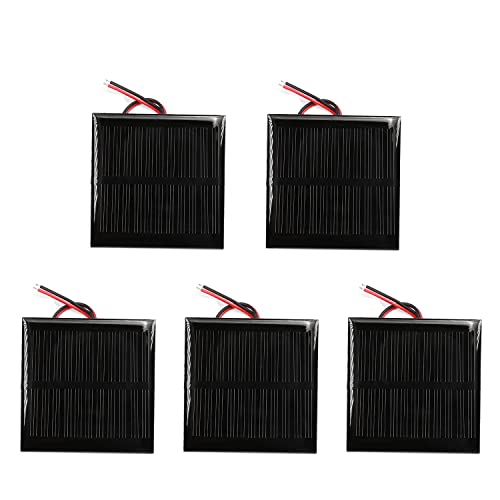 Heyiarbeit 5 Pcs 5.5V 0.6W Mini Polysilicon Epoxy Resin DIY Solar Panel Module 65mm x 65mm/2.56″ x 2.56″ for Cell Charger