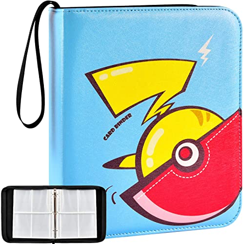 Trading Card Binder Holder for PM Cards, 432 Pockets Football Baseball Cards Album Case Collector Book with Sleeves Compatible with PM TCG for MTG for C.A.H, Sports Cards Storage Folder – Blue
