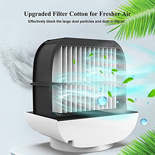 Portable Air Conditioner, Evaporative Personal Air Cooler Desk Fan, Mini AC with 3 Speeds, LED Light, Small Humidifier Fan for Home Office Bedroom Travel (White) | The Storepaperoomates Retail Market - Fast Affordable Shopping