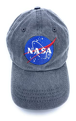 Aeisage NASA Hat Black Mens Cap Dad Hat NASA Baseball Hat for Women Washed Cotton Caps, Medium