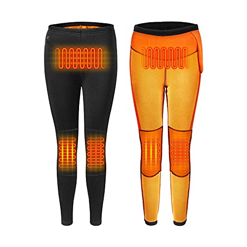 Heated Pants Thermal Underwear for Women USB Electric Heating Leggings Warming Pants Fleece Lined for Winter Outdoor (No Battery)
