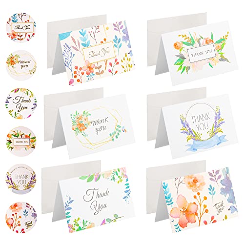 Floral Thank You Cards with Envelopes,BAMI-LEE House 48 Pcs Thank You Cards with Envelopes Set Include Stickers, Perfect for Wedding,Baby Shower, Bridal Shower and All Occasions