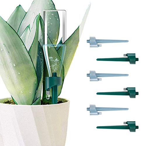 Runrar, 2021 New Plant Watering Devices, Plant Watering Globes, Self Watering Spikes with Slow Release Control Valve Switch, Automatic Drip Irrigation Kit for Garden, House, Office, Plants (6)