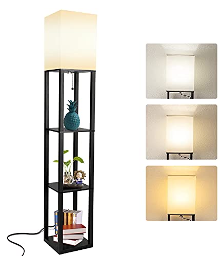 Floor Lamp with Shelves Modern LED Standing Lamps for Living Room Bedroom Office Clearance Bright Lighting,3 Color Temperature LED Bulb Included