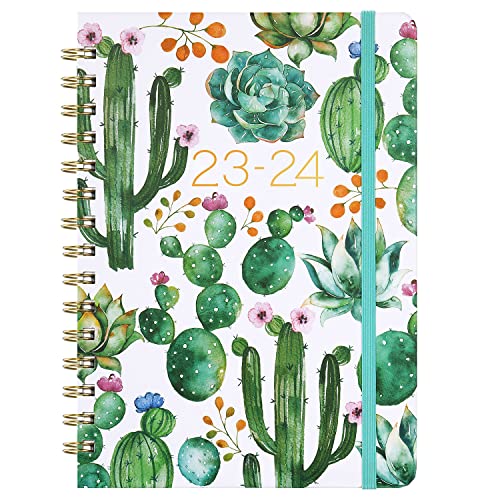 Planner 2023-2024 – Academic Planner 2023-2024 from July 2023 to June 2024, 8.5″ x 6.4″, 2023-2024 Planner Weekly and Monthly with Tabs, Flexible Hardcover, Strong Twin – Wire Binding, Inner Pocket, Elastic Closure