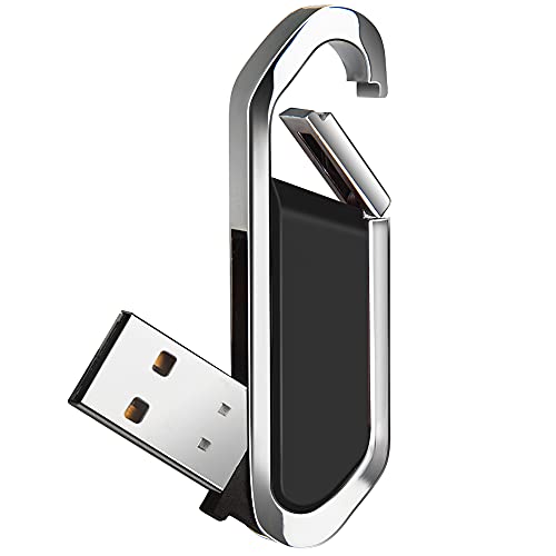 64GB USB Flash Drive Portable Metal Thumb Drive with Keychain USB 2.0 Memory Stick Pen Drive for External Data Storage, Black