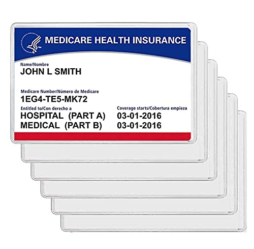 New Medicare Card Holder Protector Sleeves, 12Mil Clear PVC Soft Water Resistant Medicare Card Protector Sleeves for Medicare Card Credit Card Business Card Social Security (Matte 6 Pack)