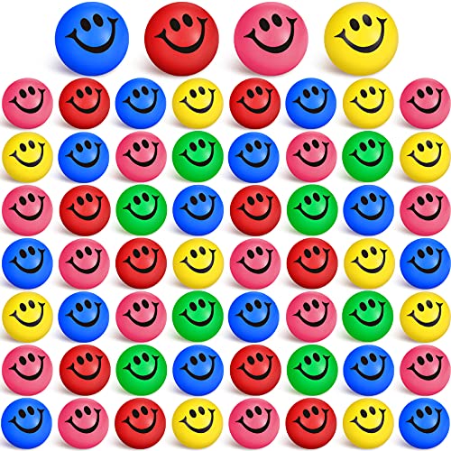 60 Pieces 1.2 Inch Stress Balls, Tiny Face Stress Balls ​Mini Stress Balls Foam Stress Balls for Relief Stress, School Rewards, Party Bag Fillers(Assorted Colors)