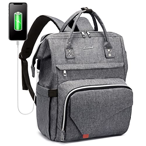 LOVEVOOK Laptop Backpack for Women, 17 Inch Work School Travel Bag Computer Bags Teacher Nurse Backpack Purse Bookbag (Upgraded), Gray