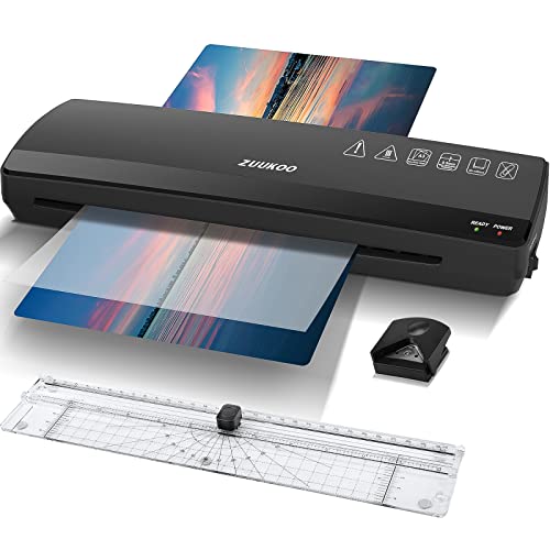Zuukoo Laminator, Laminator Machine for A3/A4/A5/A6, 4 in 1 Termal Laminator with ABS Anti-Jam Technology, Paper Trimmer, Corner Rounder, 20 Pouches, 13 Inches Max Width for Home Office School