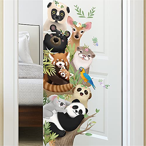 Woodland Wall Decals Super Cute Animals Tree Panda Koala Otter Deer Bear Monkey Wall Stickers Kids Bedroom Baby Nursery Wall Decor (Cute Animals)
