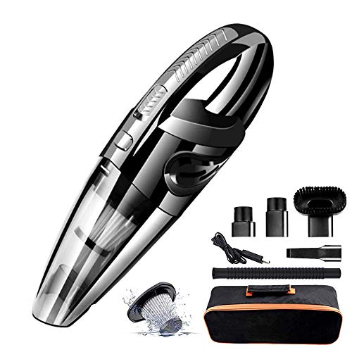 HZXINWANG Handheld Vacuum USB Cordless Portable Wet Dry Vacuum Cleaner for Car Home Pet Hair with Filter Rechargeable 2200mAh Lithium Battery 120W 4500PA Powerful Suction…,Black